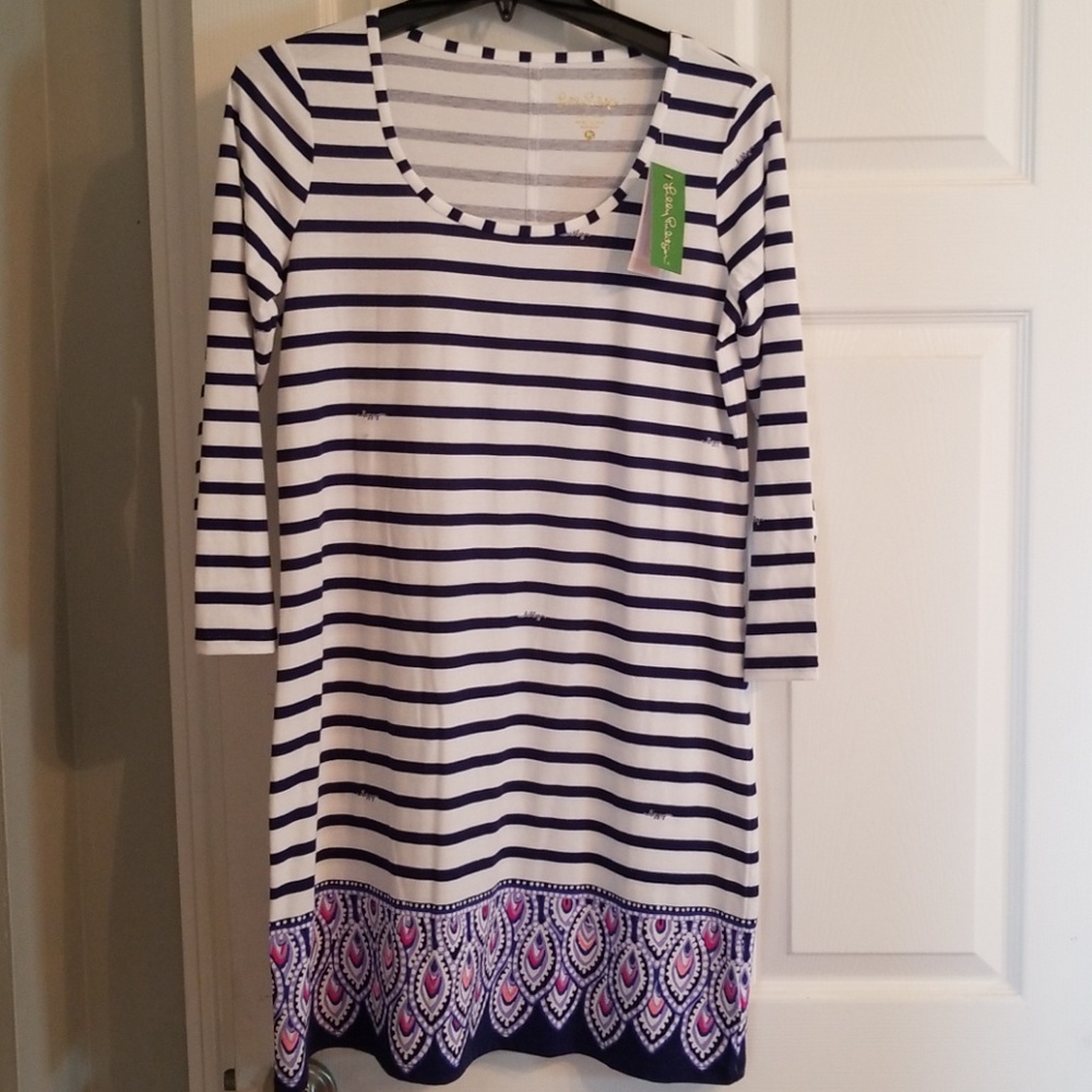 Bright Navy Engineered Beacon dress. NWT
